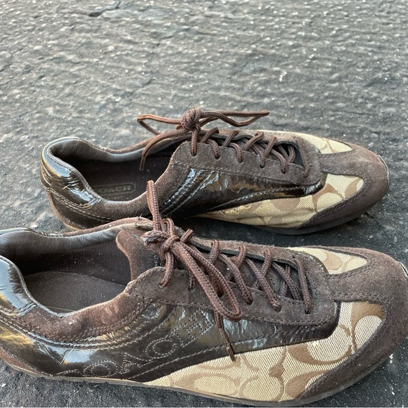 Coach Womens Kodie Oxford Flat Shoes Brown Signature Logo Leather - Picture 12 of 15